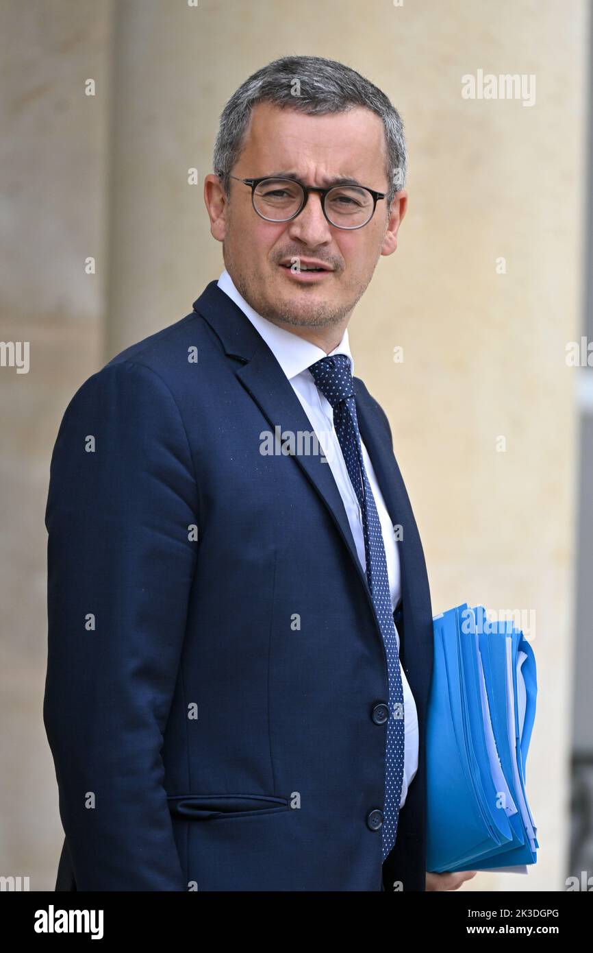 Paris, France. 26th septembre 2022. Conseil des ministres. Gerald DARMANIN, ministre de l'intérieur et des territoires d'outre-mer. L'Elysée Palace à Paris, France, le 26 septembre 2022. (Photo de Lionel Urman/Sipa USA). Credit: SIPA USA/Alay Live News Banque D'Images