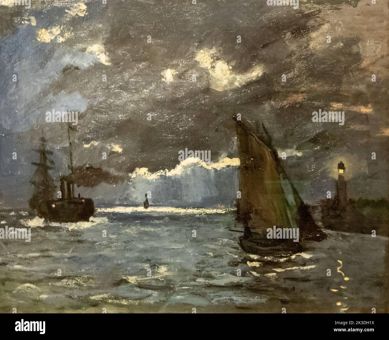 Un paysage marin navigation par Moonlight par Claude Monet à la Galerie nationale d'Écosse Banque D'Images