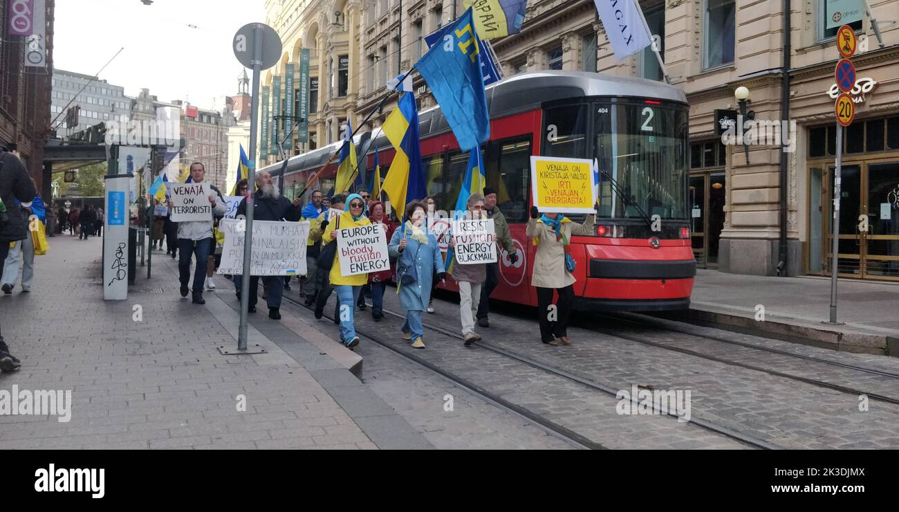 Helsinki, Ukraine, 25/09/2022, manifestation d'Ukranian contre la Russie à Helsinki.Credit: Vami Raitas/ Alamy Live news Banque D'Images Helsinki, Ukraine, 25/09/2022, manifestation d'Ukranian contre la Russie à Helsinki.Credit: Vami Raitas/ Alamy Live news Banque D'Images