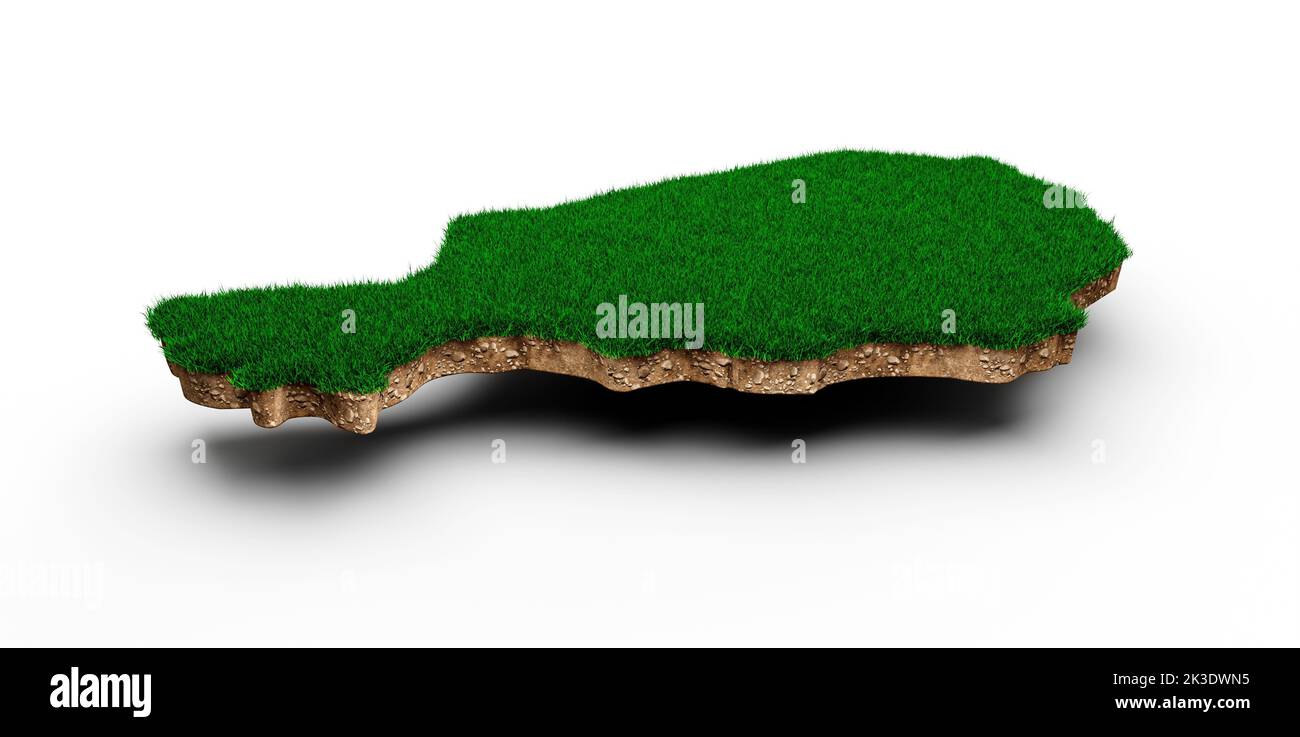 Niger carte géologie du sol coupe transversale avec herbe verte et texture du sol rocheux 3D illustration Banque D'Images