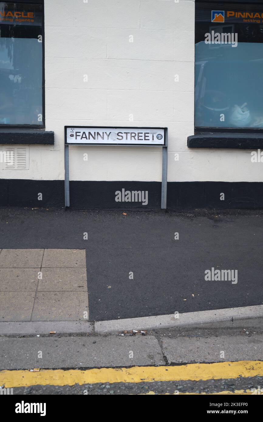 Fanny Street Road Sign in Cardiff South Wales UK Banque D'Images