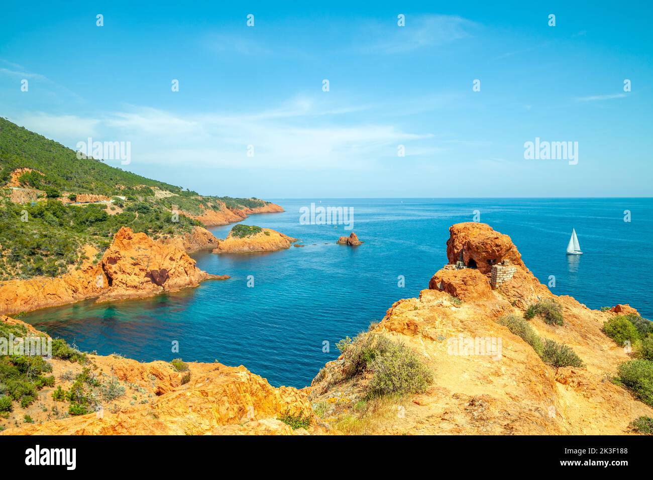 Route côtière à Estelle, Côte d'Azur, France Banque D'Images