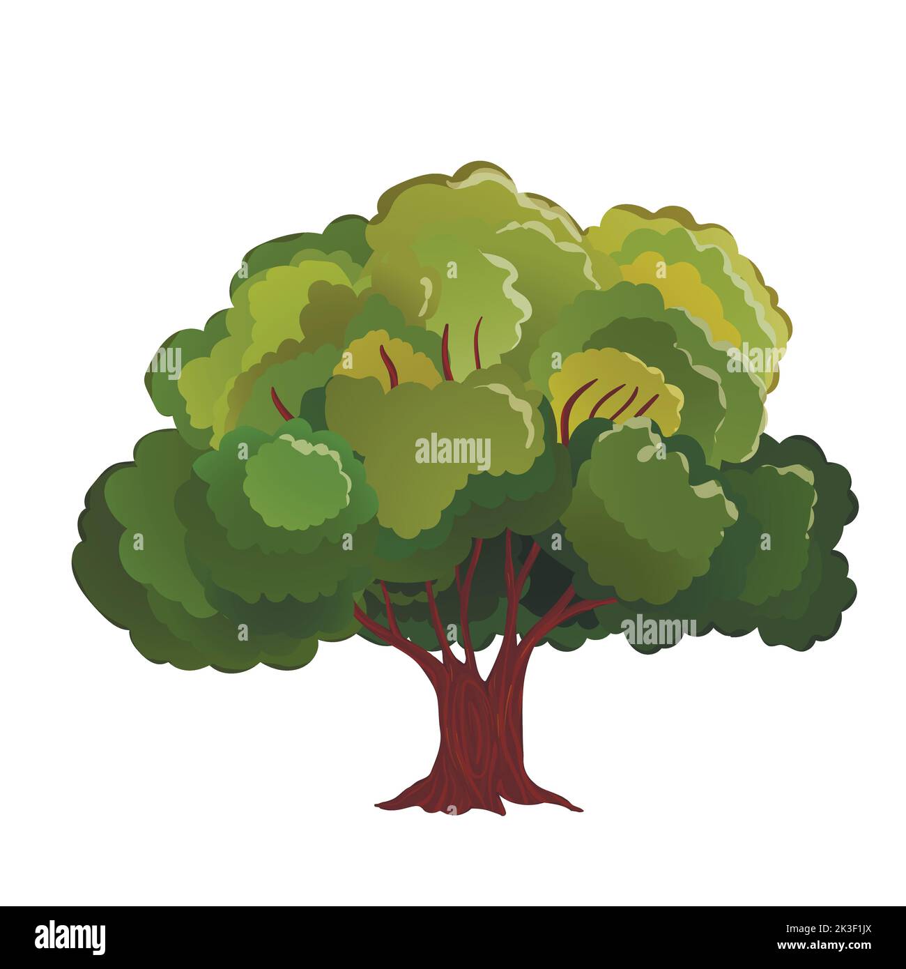 Arbre vert réaliste. Icône isolée sur fond blanc. Arbre de printemps pour votre conception. Symbole vectoriel. Plantes, aménagement paysager. Concept d'éco-idée Illustration de Vecteur