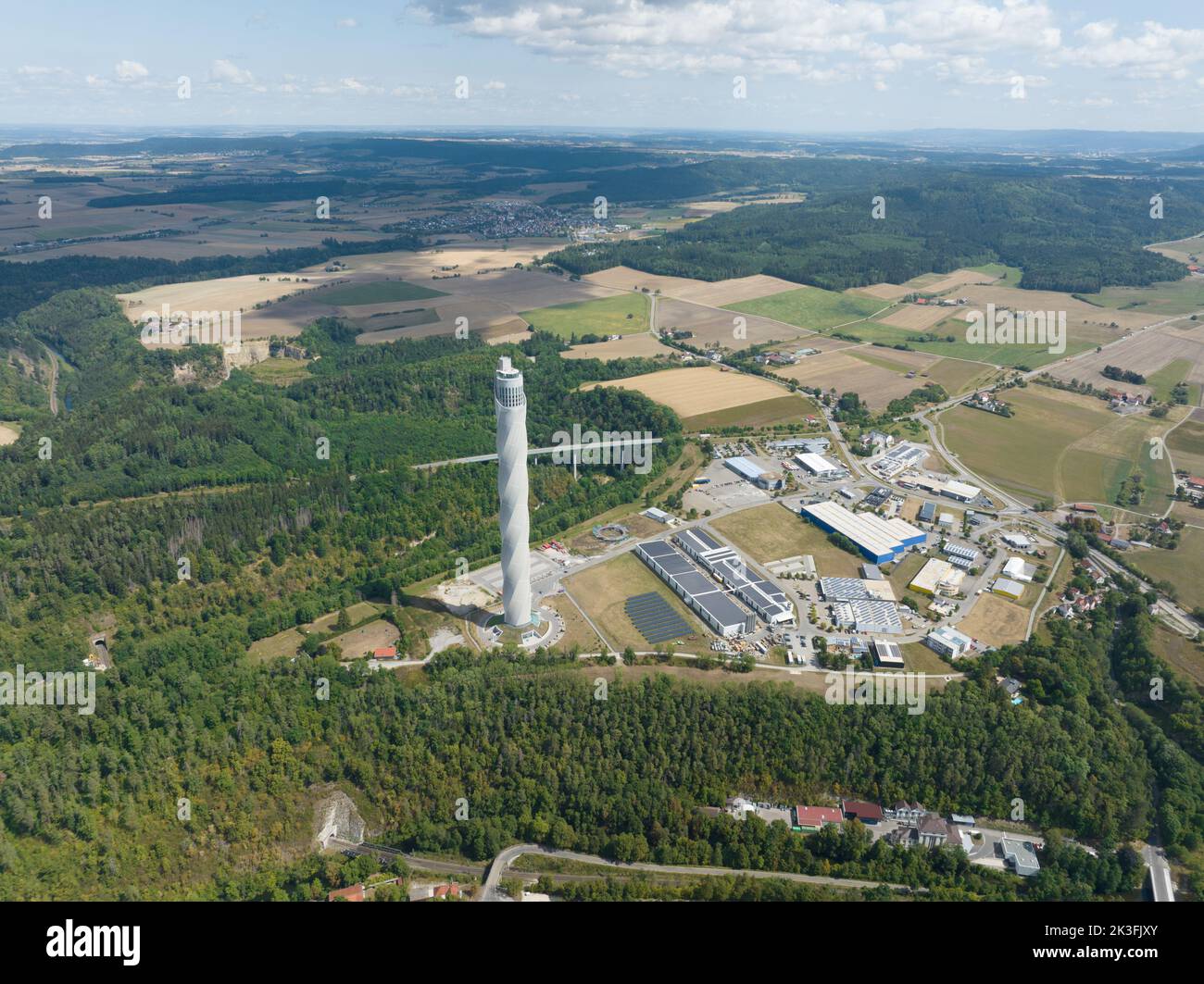 Rottweil, 15th août 2022, Allemagne. La tour de test d'ascenseur TK est une tour de test d'ascenseur. 246 mètres ou 807 pieds de haut. test en ascenseur à grande vitesse Banque D'Images