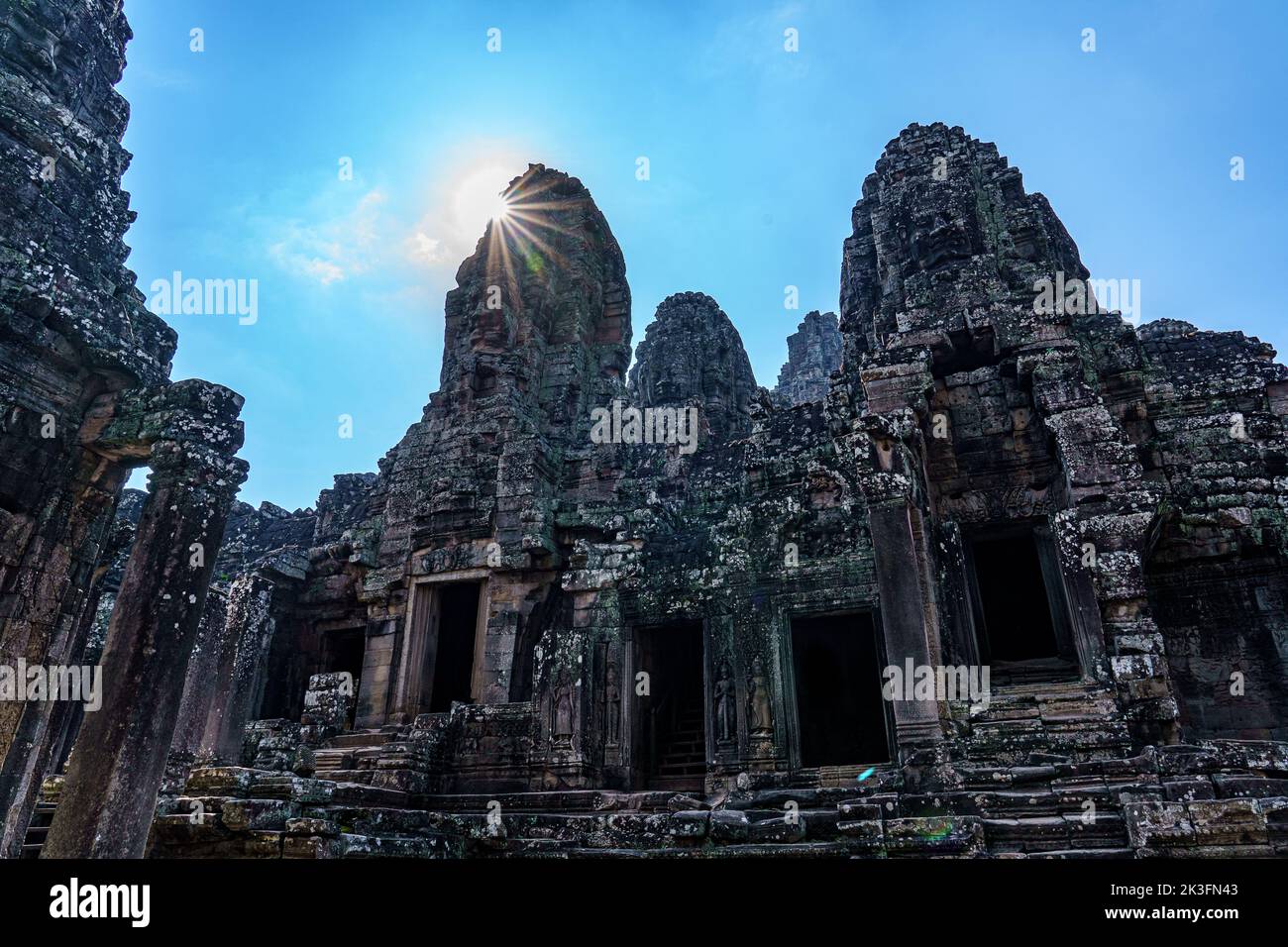 Cambodge. Siem Reap. Le parc archéologique d'Angkor. Le temple de Bayon temple hindou du 12th siècle Banque D'Images