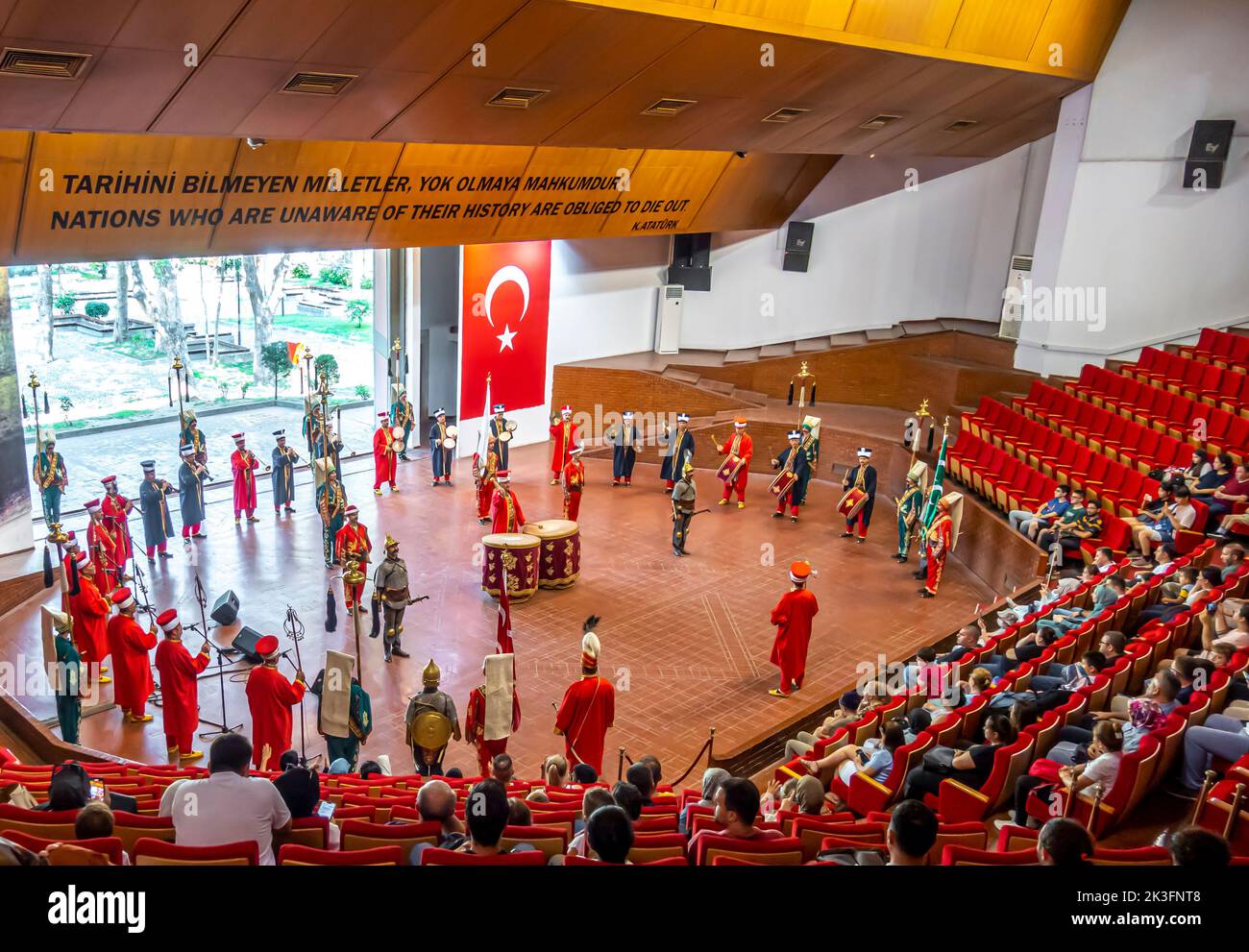 Groupe Janissary Mehter Takımı, le plus ancien spectacle quotidien de groupe militaire au monde à Istanbul, Askeri Müse, Musée militaire d'Istanbul, Turquie Banque D'Images