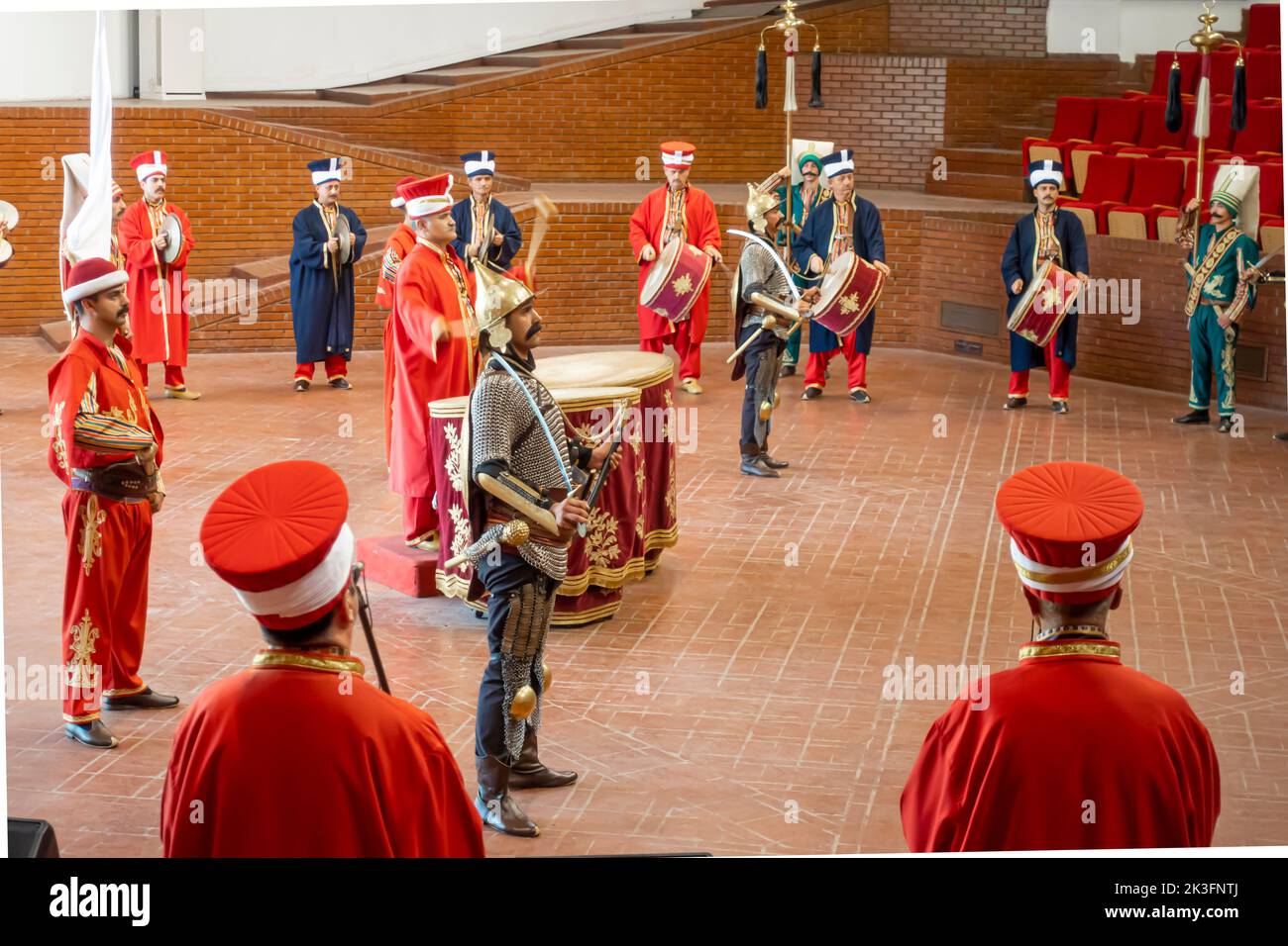 Groupe Janissary Mehter Takımı, le plus ancien spectacle quotidien de groupe militaire au monde à Istanbul, Askeri Müse, Musée militaire d'Istanbul, Turquie Banque D'Images