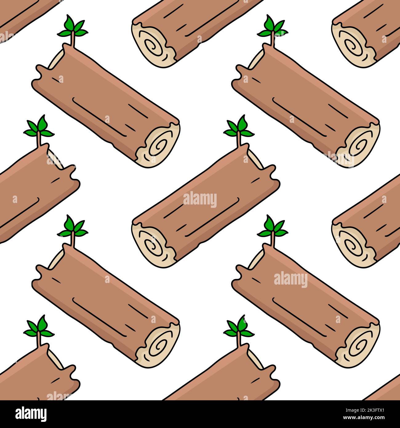 Un motif de dessin animé sans couture éditable composé de gribouillages en bois Illustration de Vecteur