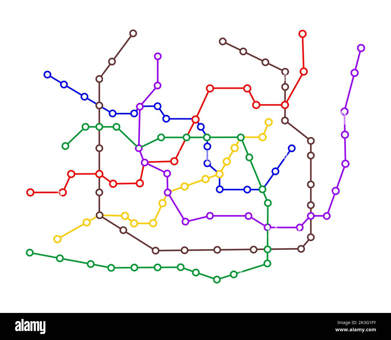 Modèle de carte Metro. Plan de métro avec de nombreuses lignes de ...