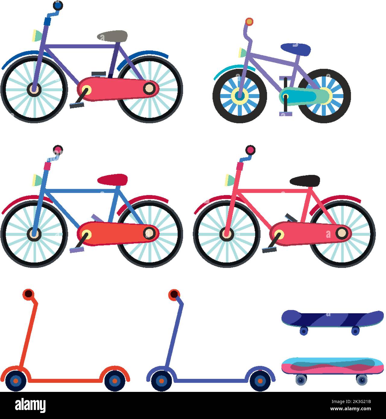 Les bicyclettes et les scooters sont illustrés Illustration de Vecteur