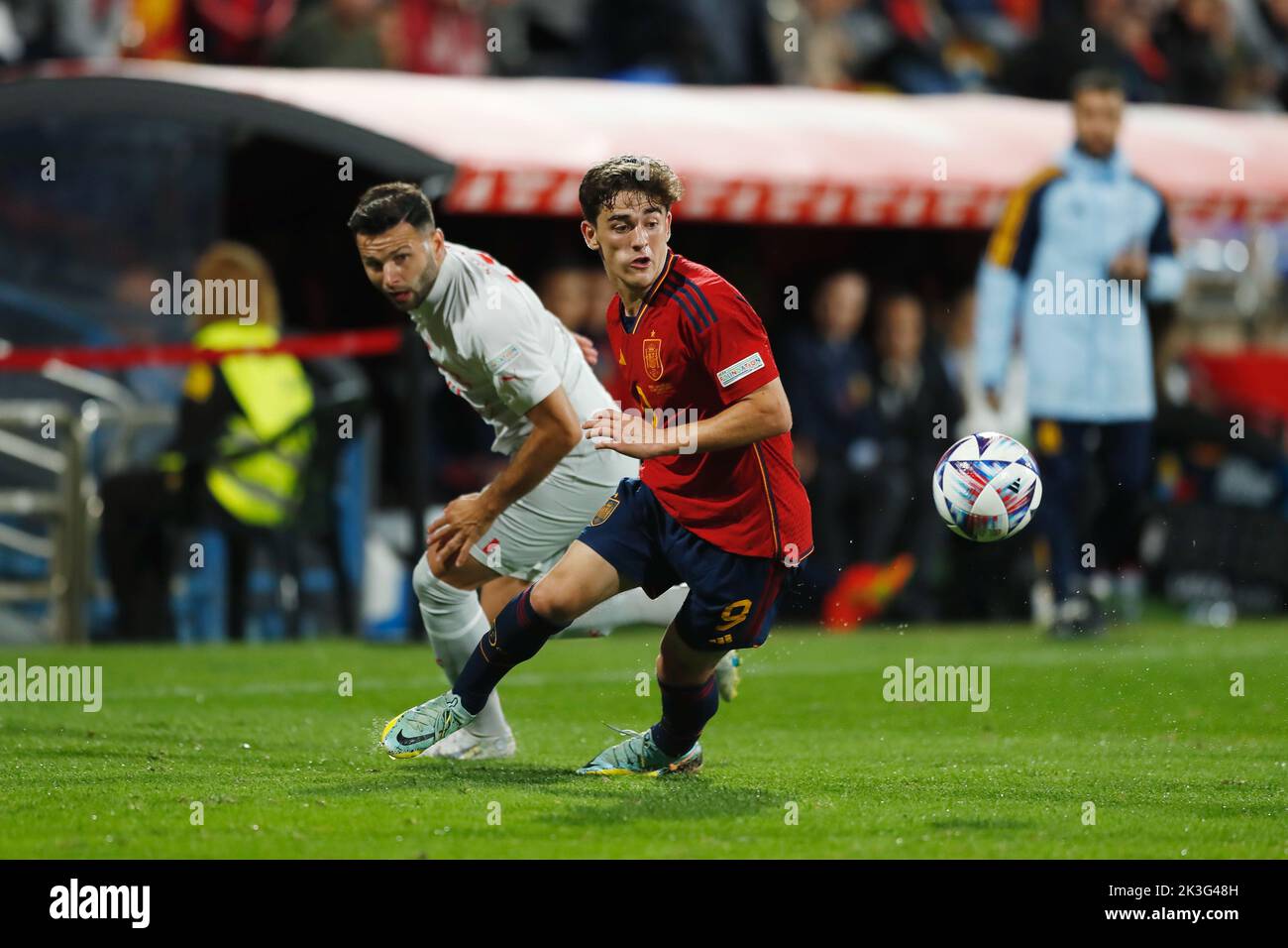 Saragosse, Espagne. 24th septembre 2022. GAVI (ESP) football/Soccer : Groupe de la Ligue des Nations de l'UEFA phase finale du tournoi Groupe A2 Matchday 5 entre l'Espagne 1-2 Suisse à l'Estadio de la Romareda à Saragosse, Espagne . Crédit: Mutsu Kawamori/AFLO/Alay Live News Banque D'Images