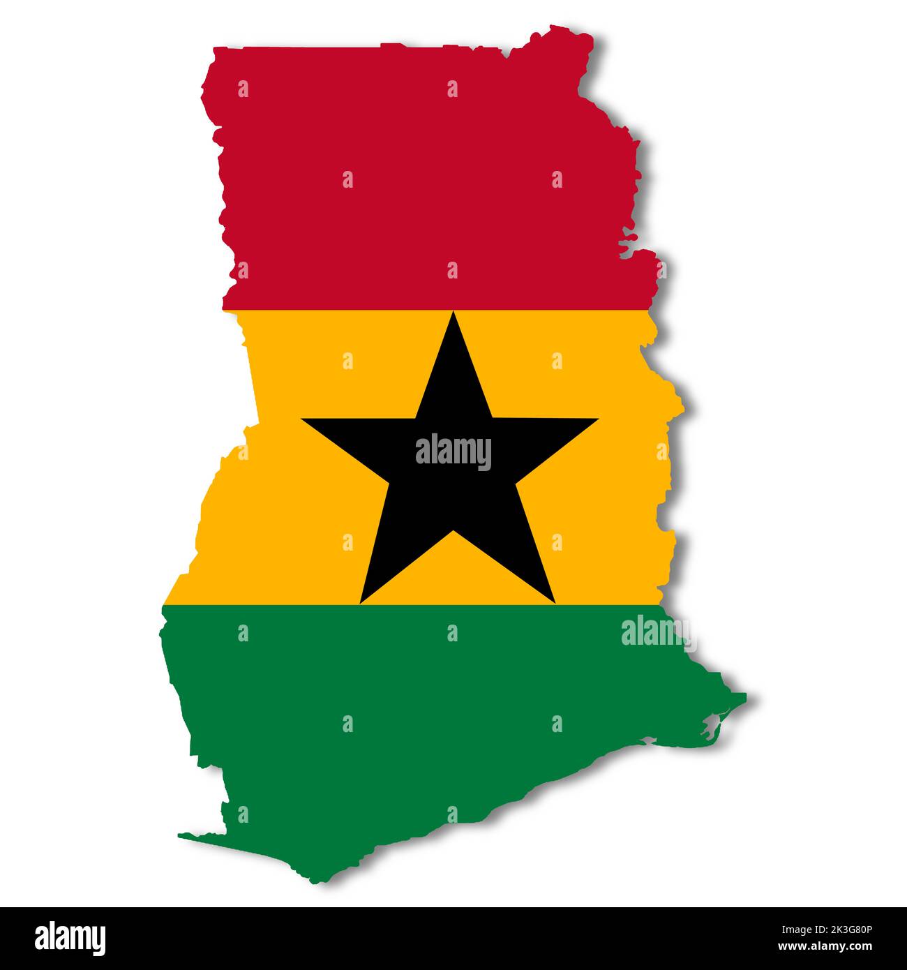Carte du Ghana avec masque pour supprimer l'illustration de l'ombre 3D Banque D'Images