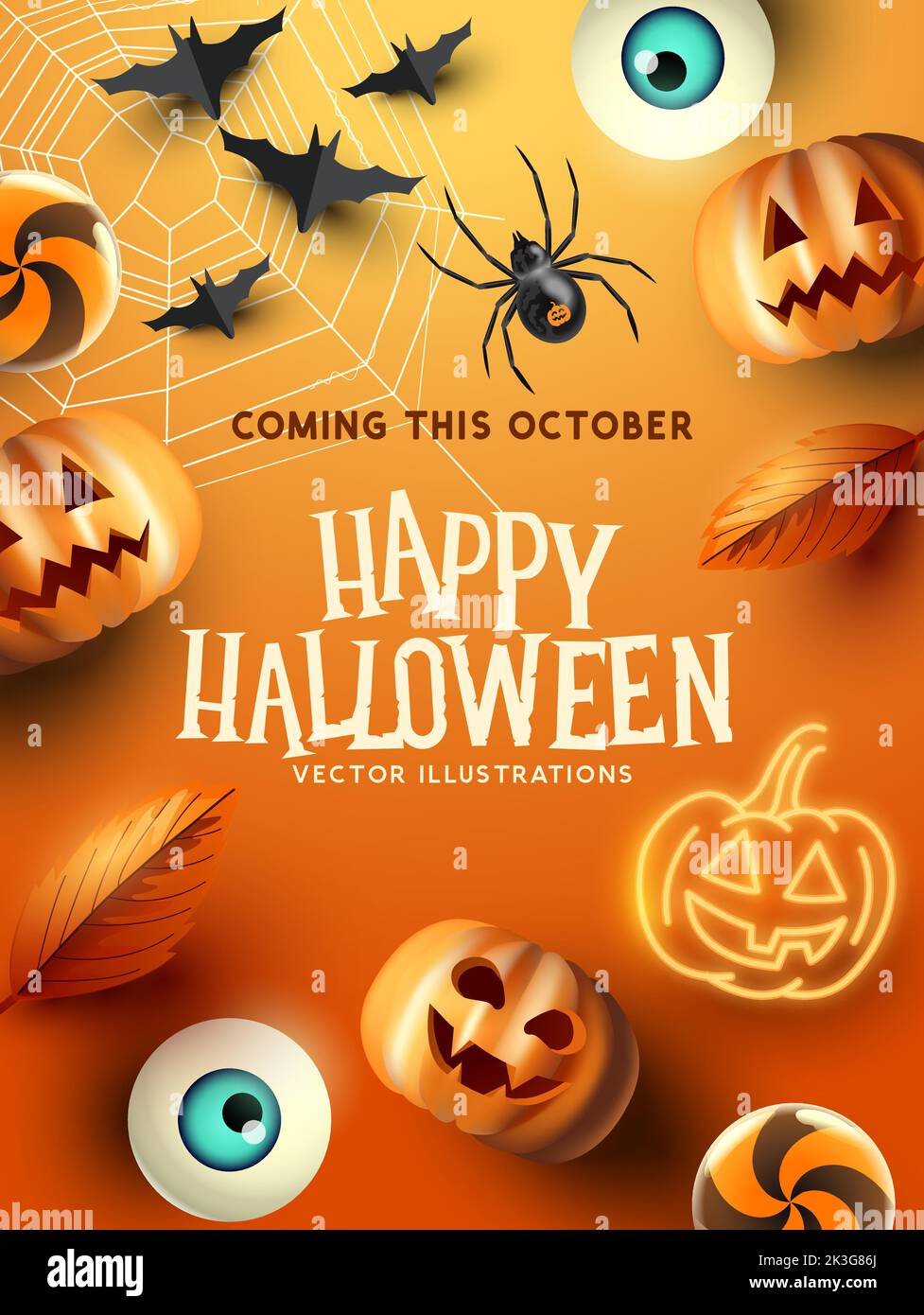 Un arrière-plan de disposition d'événement de fête sur le thème d'halloween avec de la place pour le texte. Illustration vectorielle Illustration de Vecteur