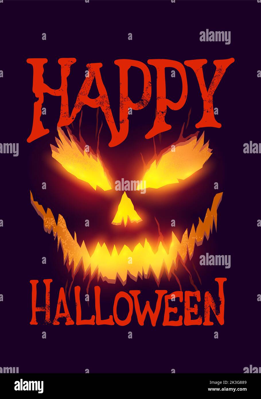Joyeux halloween illuminant Jack O lanterne visage de citrouille. Illustration vectorielle Illustration de Vecteur