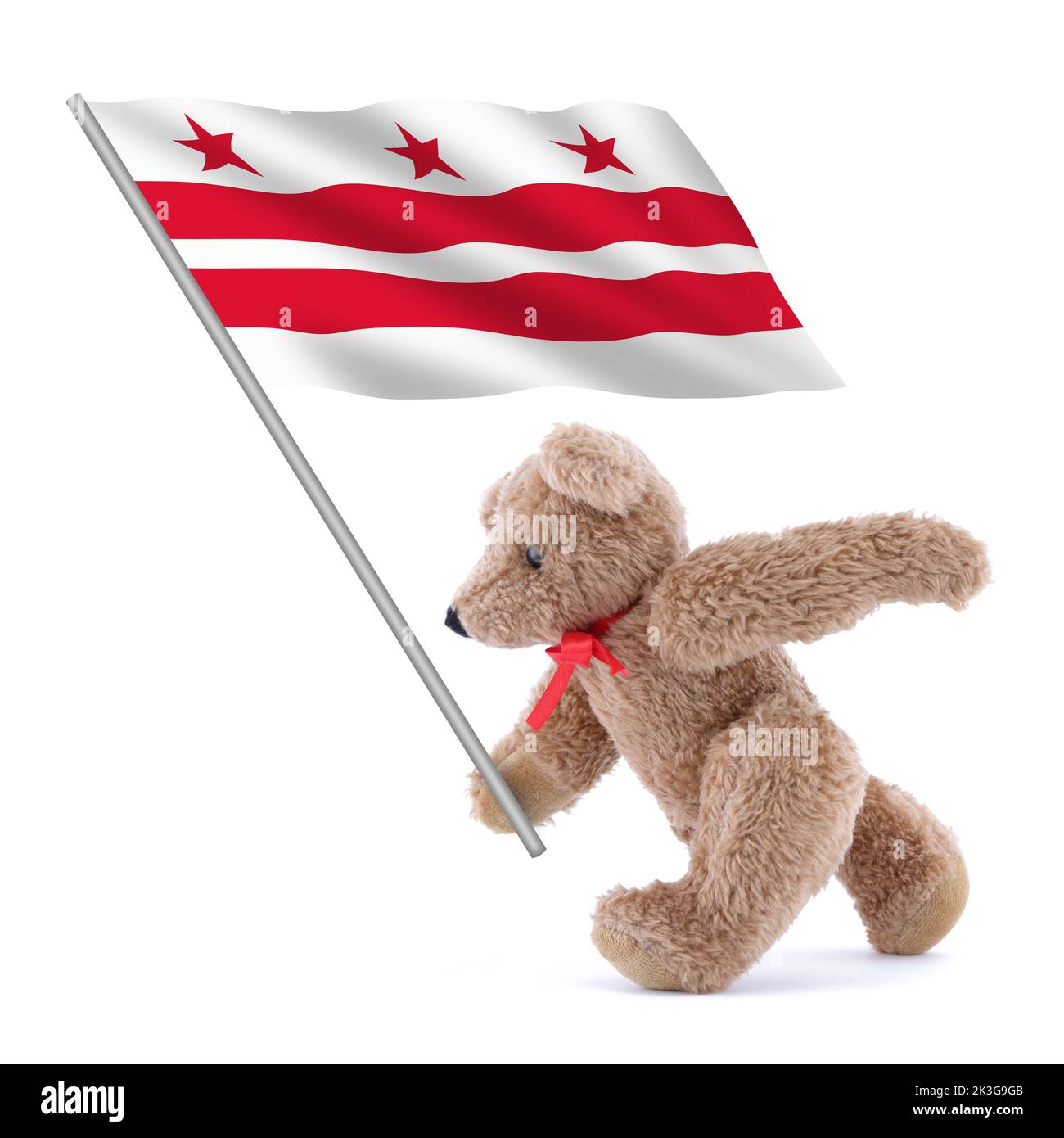 Drapeau de Washington DC porté par un adorable ours en peluche Banque D'Images