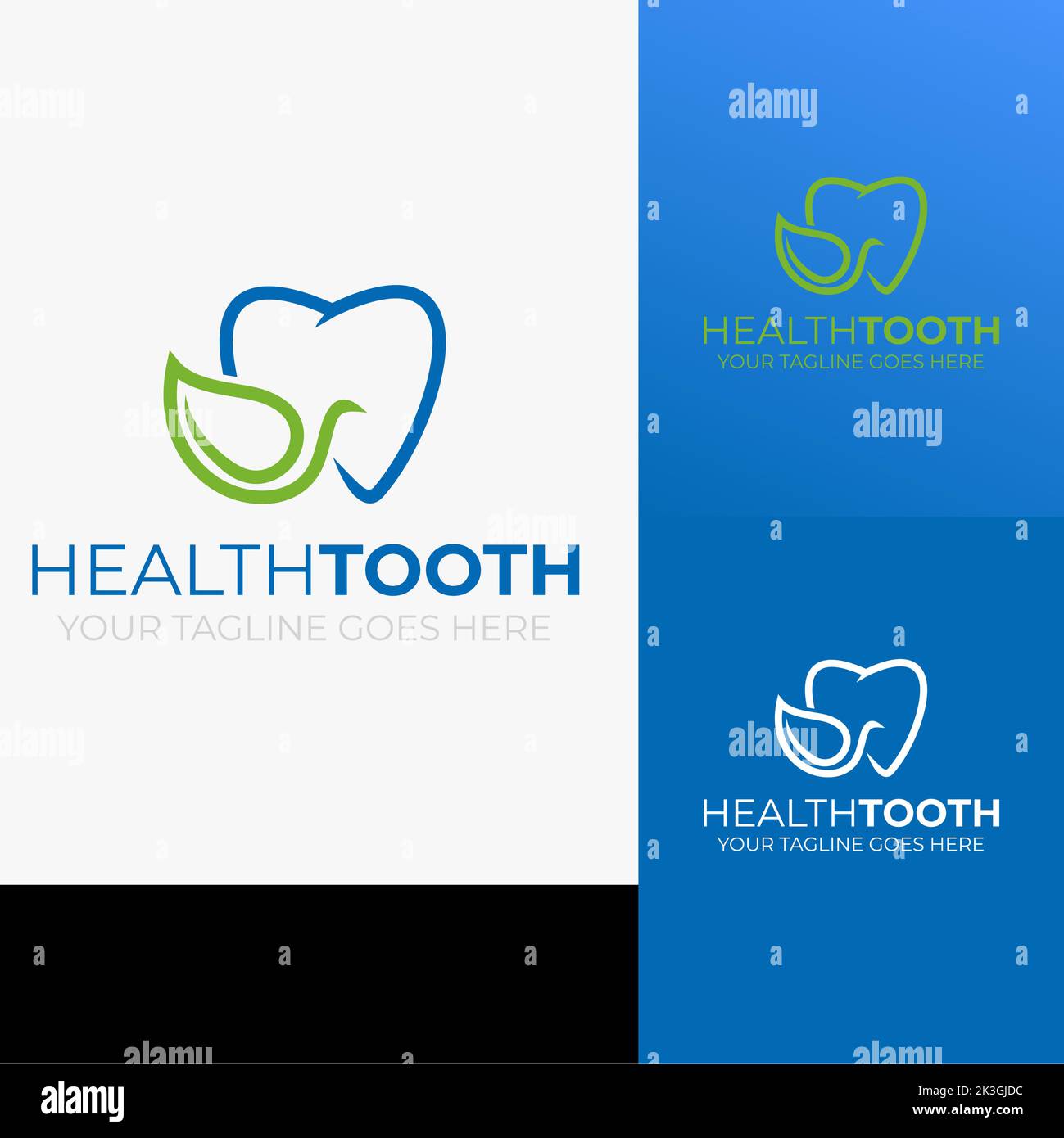 logo créatif pour modèle dentaire de couleur verte et bleue avec vecteur de couleur alternatif Illustration de Vecteur