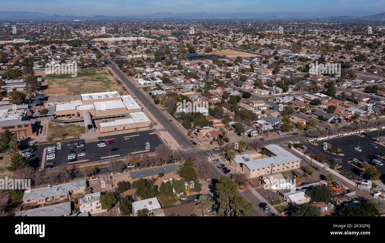 Après-midi vue aérienne du logement à Glendale, Arizona, États-Unis. Banque D'Images