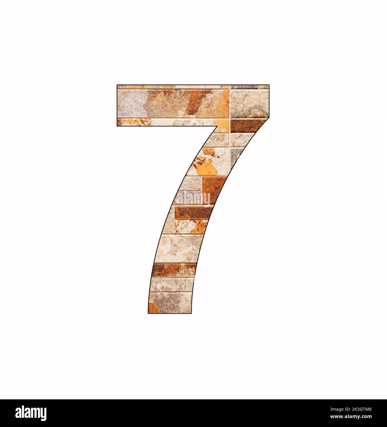 Numéro 7, chiffre sur fond carrelé - texture de placage Banque D'Images