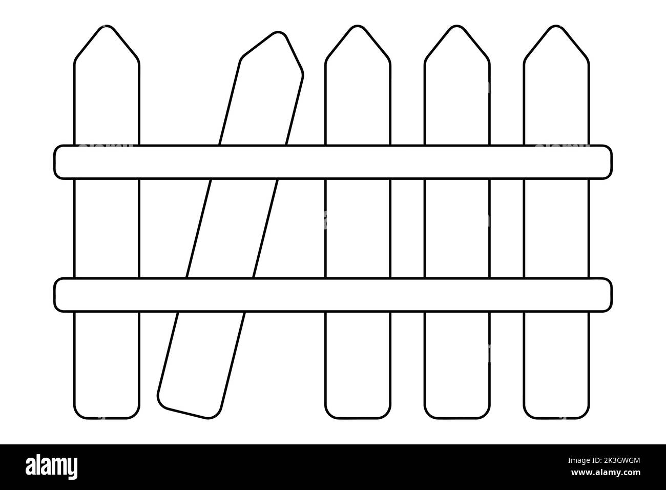 Clôture. Clôture en bois. Illustration vectorielle. Sur un arrière-plan blanc isolé. Style Doodle. Livre de coloriage pour enfants. Esquisse. Protection contre le vol. Illustration de Vecteur