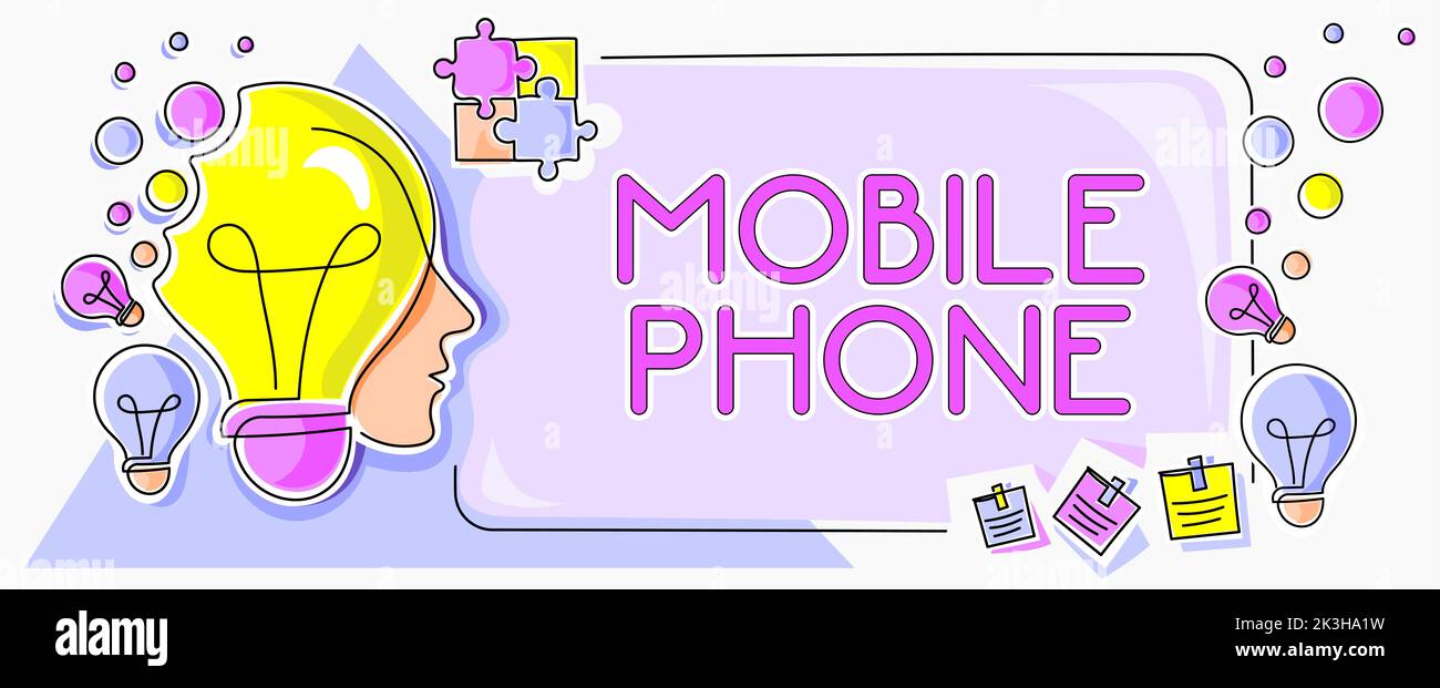 Texte montrant le téléphone portable inspiration. Présentation de l'entreprise Appareil portable utilisé pour envoyer des appels et des messages reçus Banque D'Images