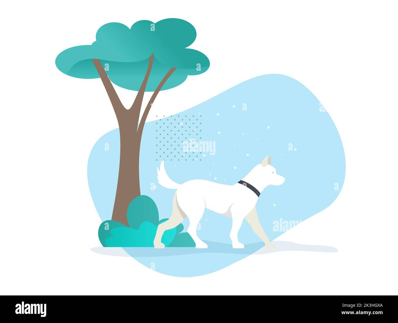 Chien blanc d'animal marchant dans l'hiver froid - Illustration de stock comme fichier EPS 10 Illustration de Vecteur