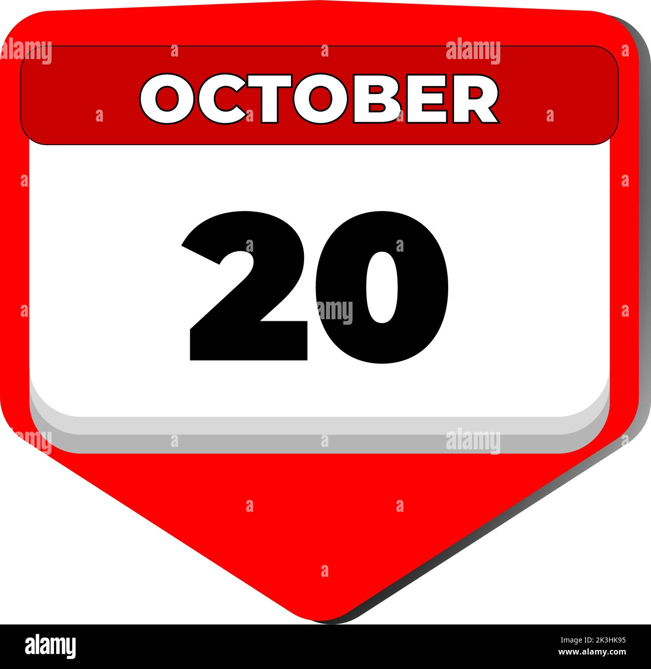 20 octobre Vector icône calendrier jour. 20 date d'octobre. Vingtième jour d'octobre. 20th numéro de date. calendrier de 20 jours. Vingt date. Etat de Hongrie Illustration de Vecteur