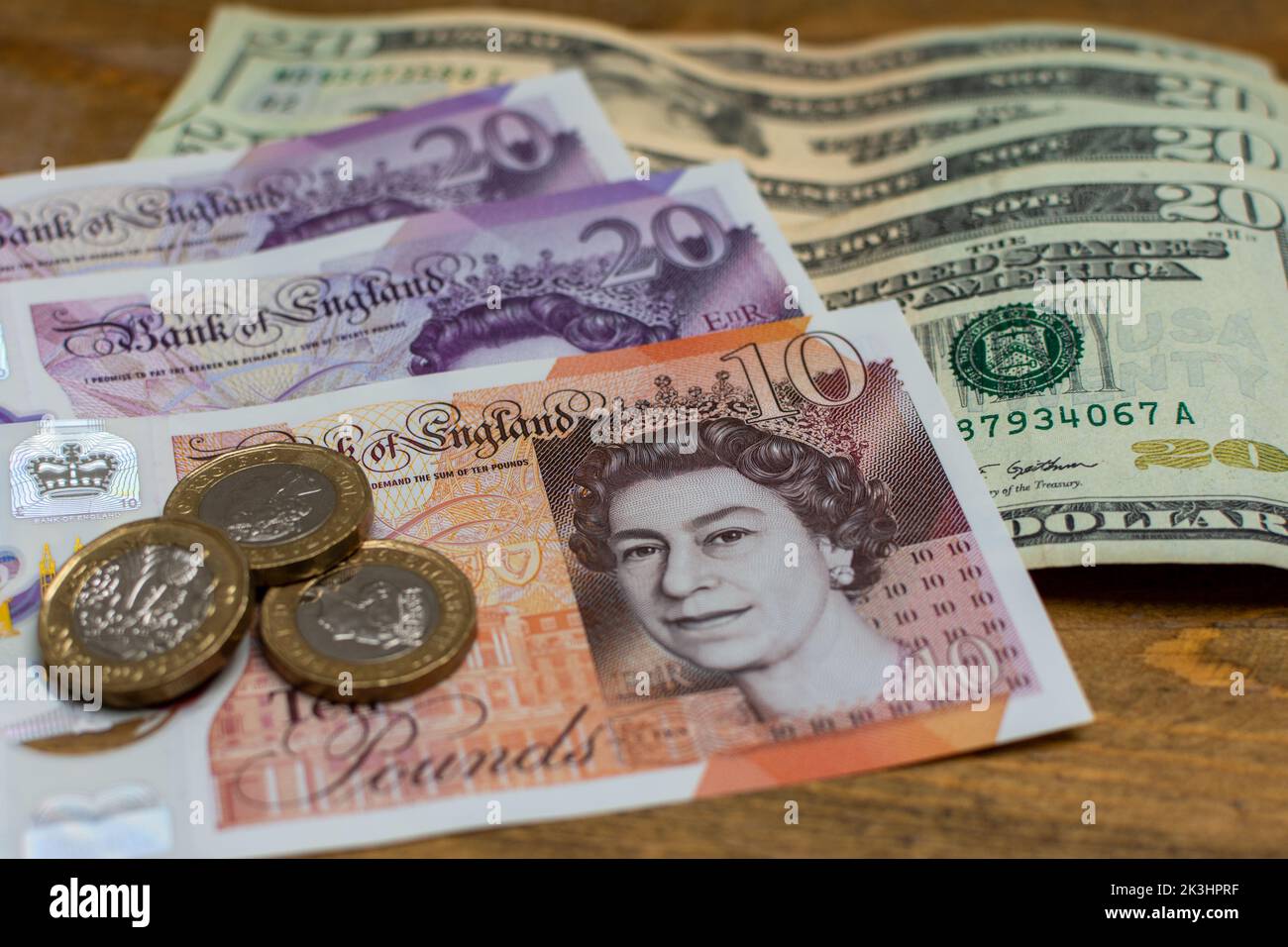 Livre sterling britannique (GBP) et dollars américains (USD), concept de change de devises Banque D'Images