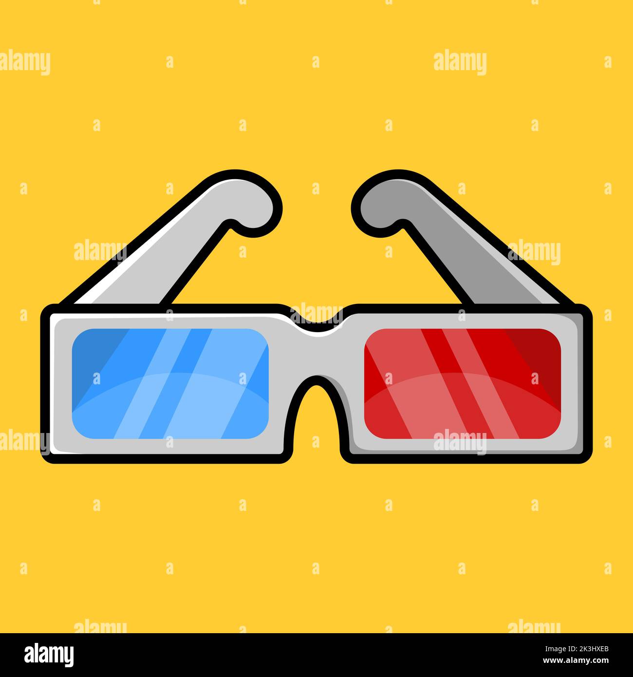 3d verres. Lunettes de cinéma. Verres avec verres rouges et bleus. Illustration vectorielle. Illustration de Vecteur