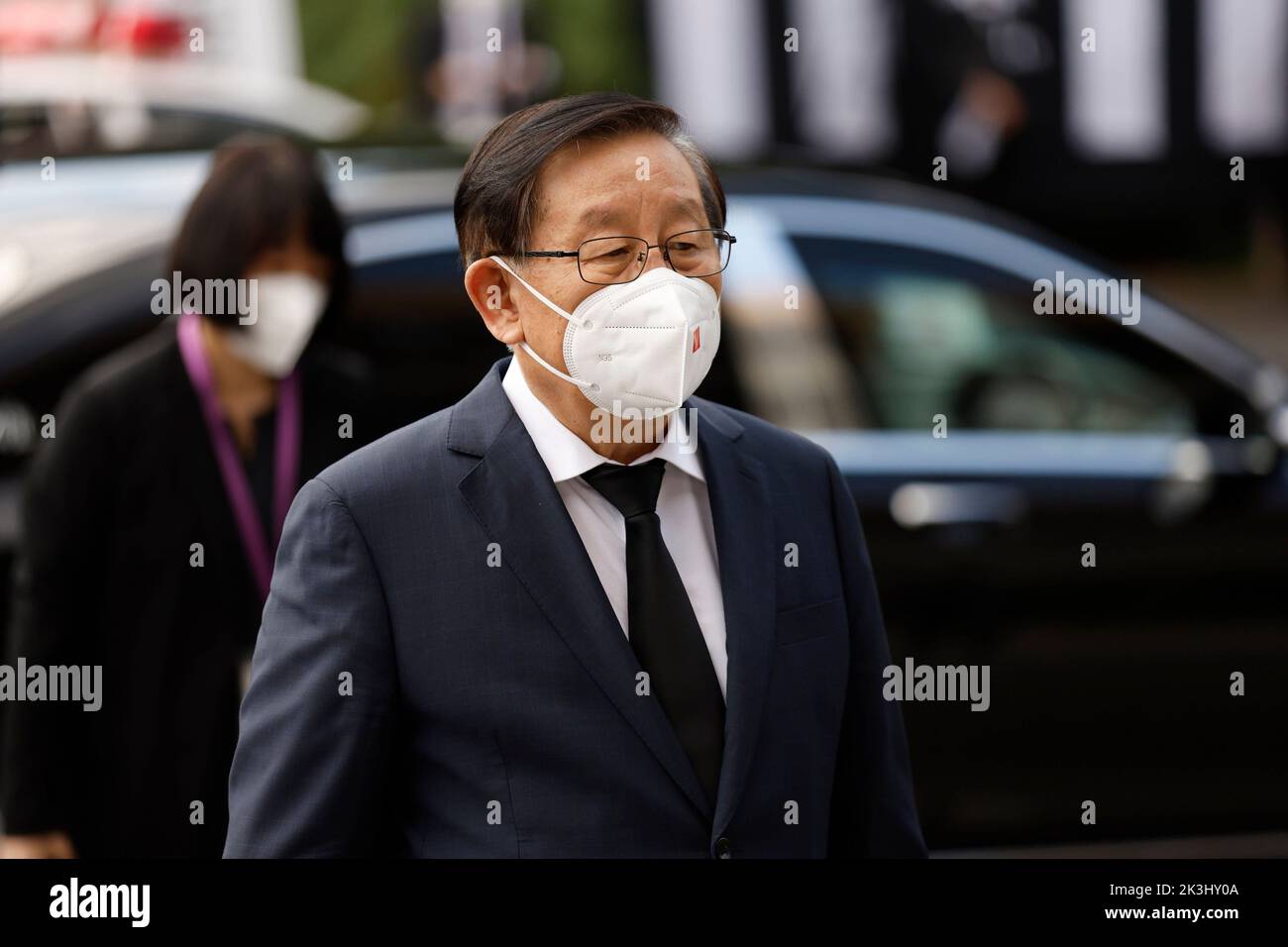 Tokyo, Japon. 27th septembre 2022. WAN Gang, ancien ministre chinois de la science et de la technologie, arrive pour les funérailles d'État de l'ancien Premier ministre japonais Shinzo Abe au Nippon Budokan à Tokyo, au Japon, le mardi 27 septembre 2022. (Credit image: © POOL via ZUMA Press Wire) Credit: ZUMA Press, Inc./Alamy Live News Banque D'Images