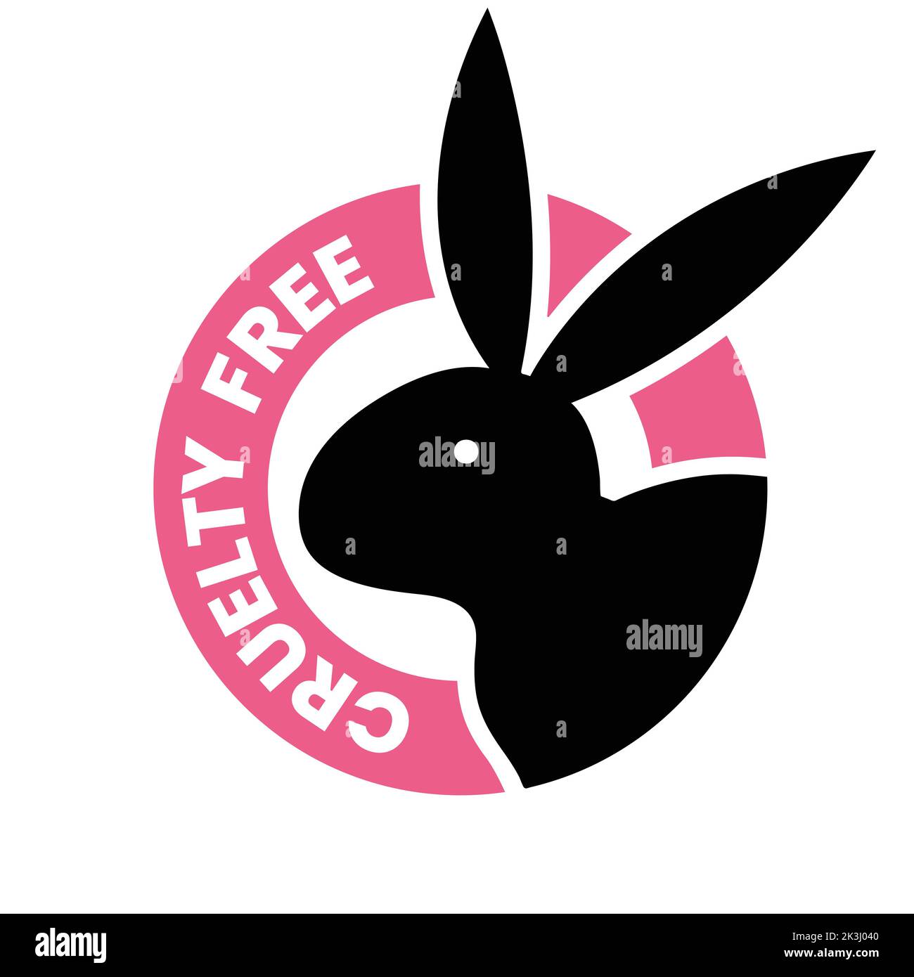 Badge noir et rose sans cruauté isolé sur fond blanc Illustration de Vecteur