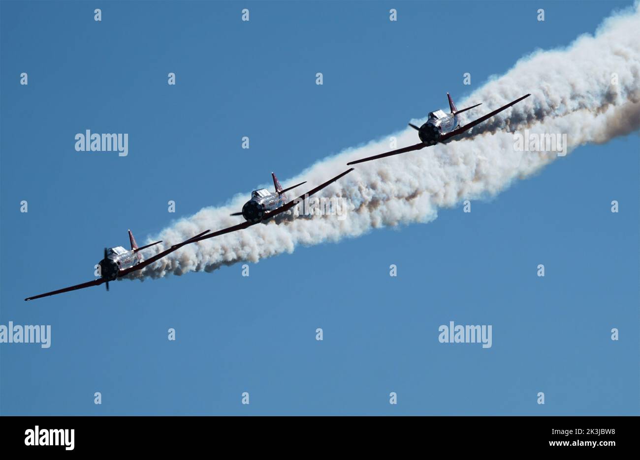 L'équipe d'acrobaties aériennes d'Aeroshell lors d'un salon aérien à Mirabel, au Québec. Banque D'Images