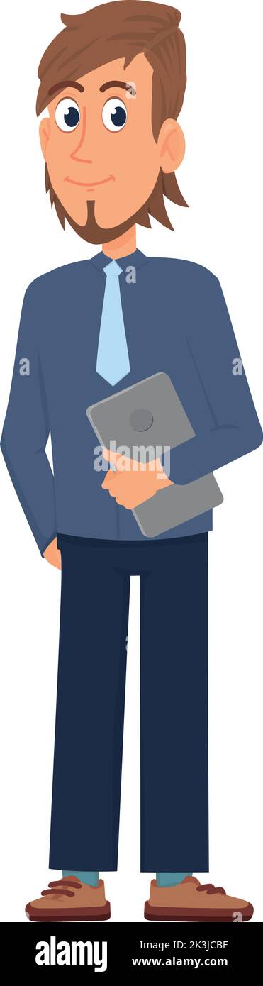 Jeune homme avec tablette. Bonne tenue de travail Illustration de Vecteur