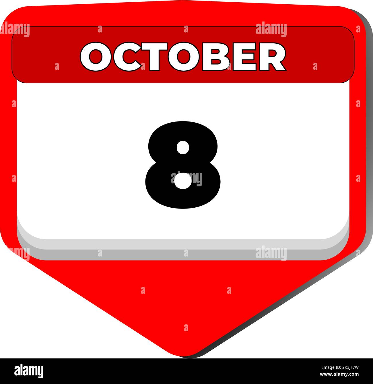 8 octobre Vector icône calendrier jour. 8 date d'octobre. Huitième jour d'octobre. 8th numéro de date. calendrier de 8 jours. Huit date. Journée internationale du chat Illustration de Vecteur