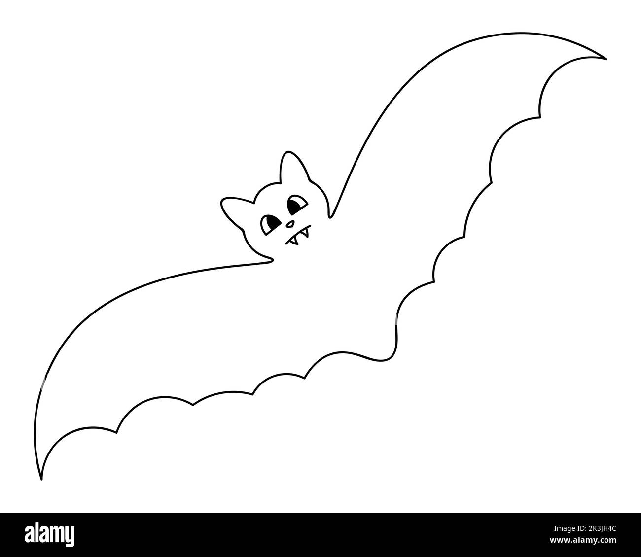 Batte. Illustration vectorielle. Sur un arrière-plan blanc isolé. Style Doodle. Livre de coloriage pour enfants. Esquisse. Symbole Halloween. Vampire animal. Illustration de Vecteur