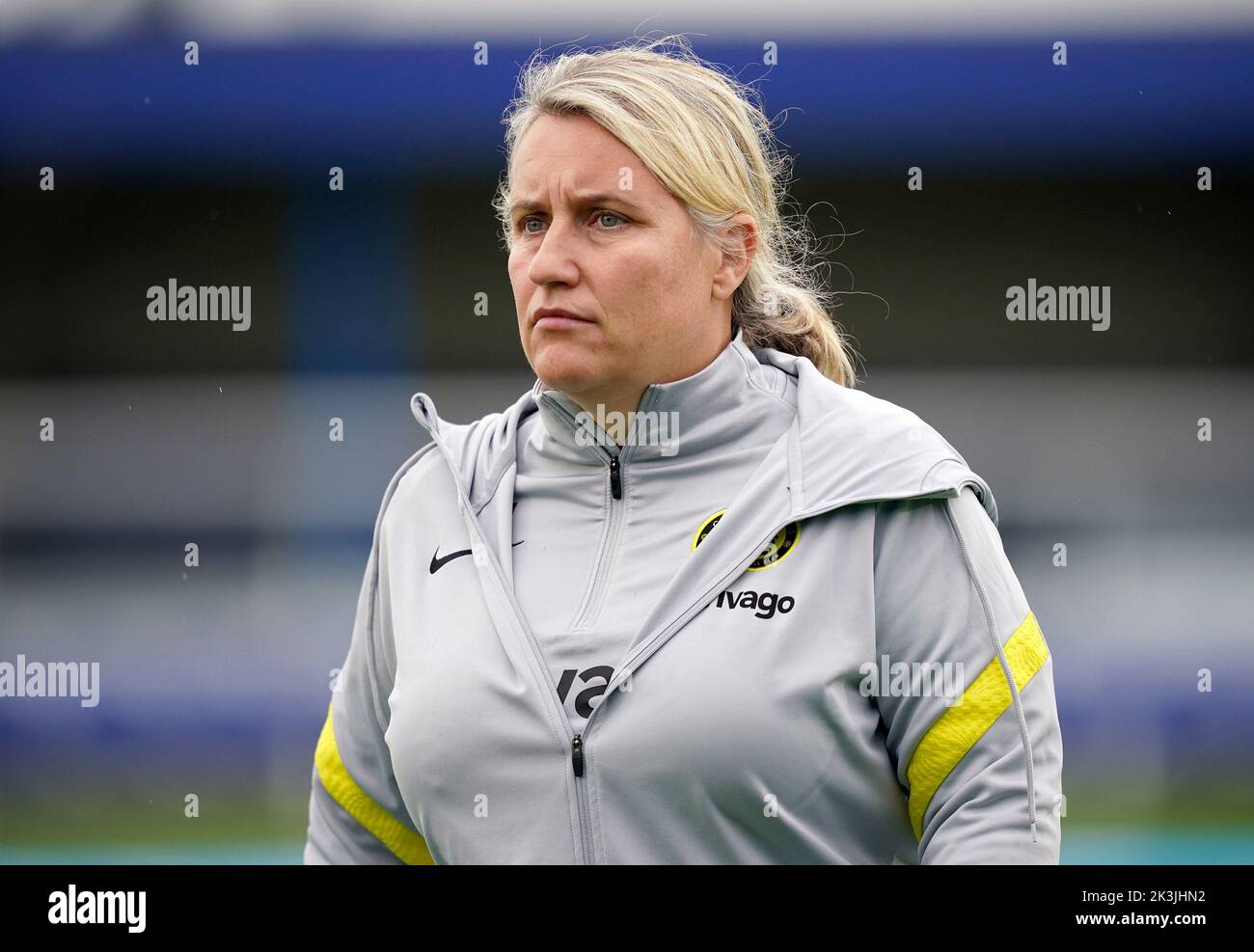 Photo du dossier datée du 02-10-2021 d'Emma Hayes, qui a dit à Chelsea de trouver des façons de maîtriser le défi toujours croissant de la Super League féminine. Date de publication : mardi 27 septembre 2022. Banque D'Images