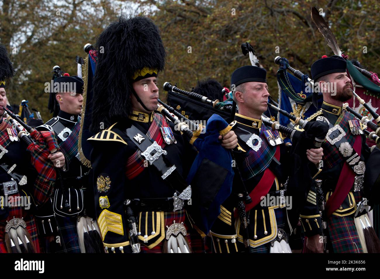 Funérailles de la Reine Elizabeth II 19 septembre 2022, long Walk Windsor Berkshire Angleterre Royaume-Uni. . Procession militaire. Protocole royal, monarchie, famille royale, monarque régnant. Le règne de la reine Elizabeth II accède au trône en 1952, British Heritage Banque D'Images