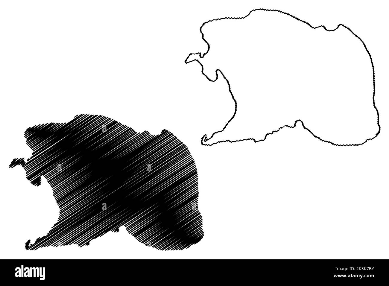 Île de Darwin (République de l'Équateur, Océan Pacifique, Amérique latine ou du Sud, Îles Galapagos, Archipielago de Colon) illustration vectorielle, scribble Illustration de Vecteur