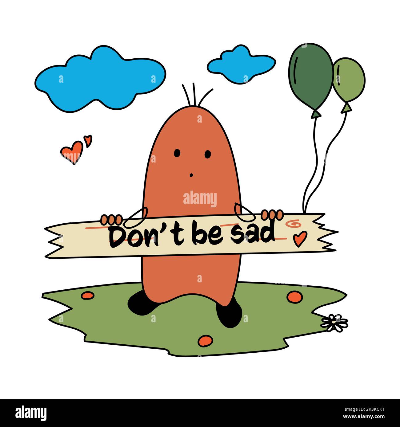 carte mignonne avec une personne qui dit ne pas être triste Image Vectorielle Stock Alamy