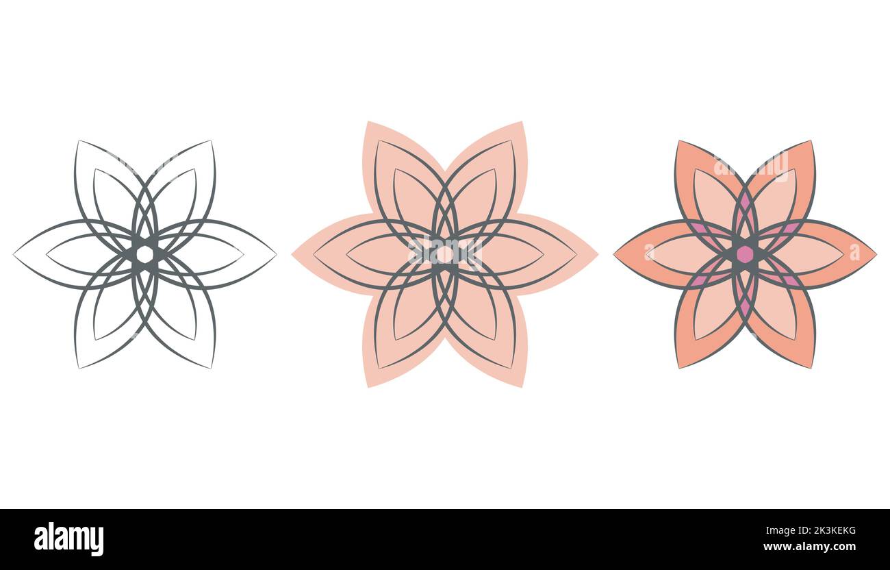 Ensemble d'icônes Mandala, logo de style boho ethnique. Décoration de fleurs créatives, éléments isolés Illustration de Vecteur
