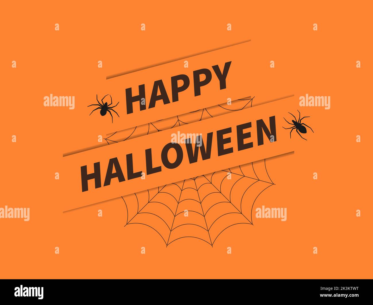 Joyeux Halloween 31 octobre, trick or Treat. Bannière festive avec araignées et toiles d'araignée. Style de coupe de papier. Design pour cartes de vœux, affiches et bannières Illustration de Vecteur