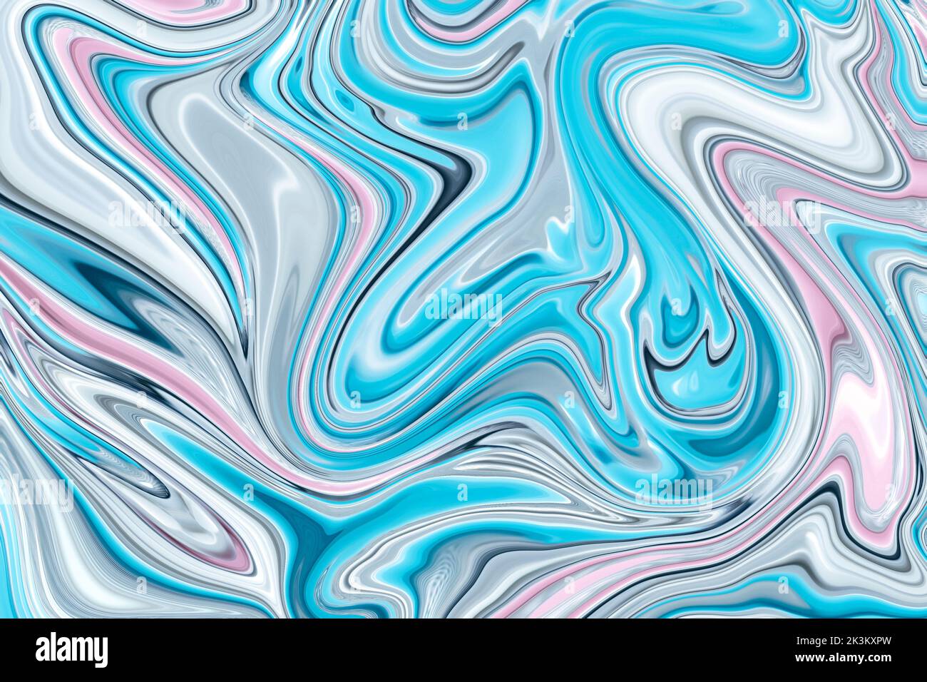 Déplacement de lignes colorées d'arrière-plan abstrait. Texture marbre liquide, surface marbrulante, motif futuriste abstrait. Fond de peinture liquide bleu Banque D'Images