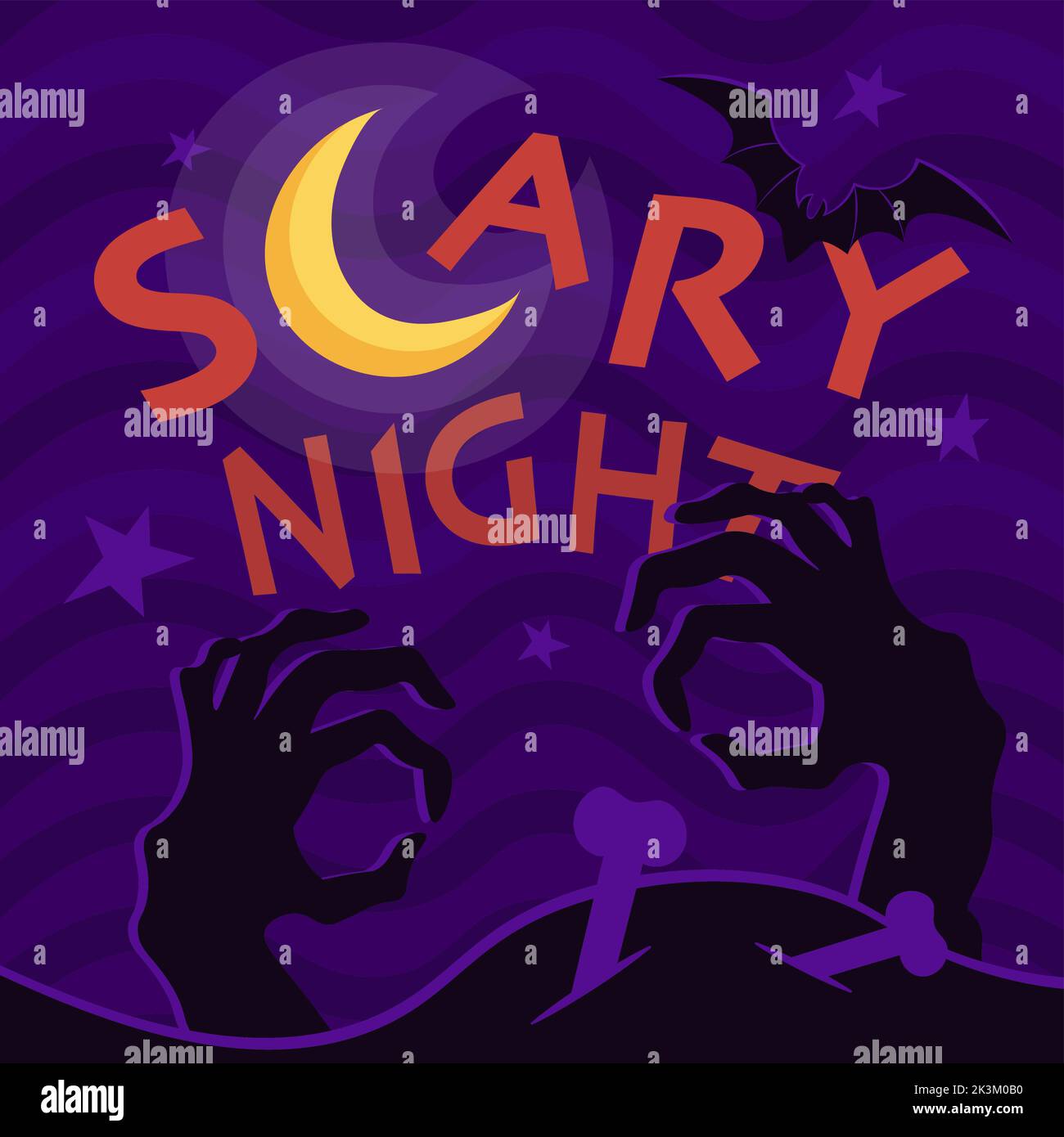 bannière carrée nuit effrayante mains hors de la terre halloween Illustration de Vecteur bannière carrée nuit effrayante mains hors de la terre halloween Illustration de Vecteur
