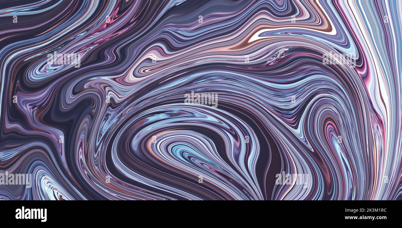 Déplacement de lignes violettes colorées d'arrière-plan abstrait. Texture marbre liquide, surface marbrulante, motif futuriste abstrait. Rétrogro de peinture violet Banque D'Images