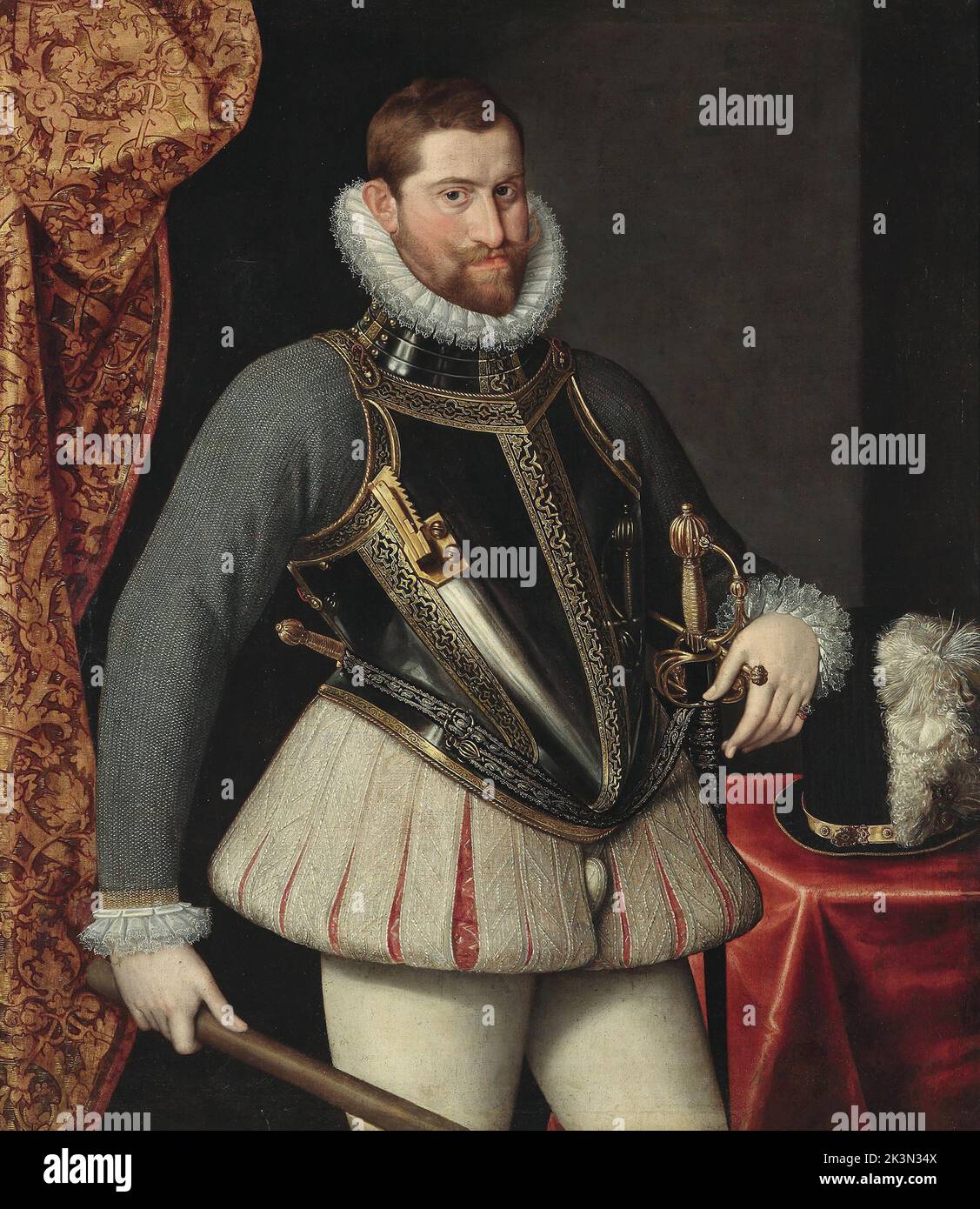 Portrait de Rudolf II, peinture de Martino Rota Rudolf II (1552 – 1612) Saint empereur romain (1576–1612), roi de Hongrie et de Croatie (Rudolf I, 1572–1608), roi de Bohême (1575–1608/1611) et archiduc d'Autriche (1576–1608). Il était membre de la Chambre des Habsbourg. Banque D'Images