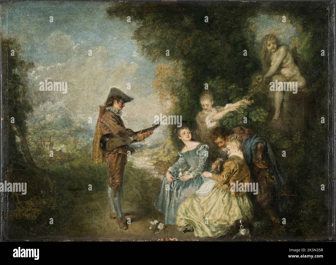 La leçon d'amour, c. 1716–1717, peinture de Jean-Antoine Watteau Banque D'Images