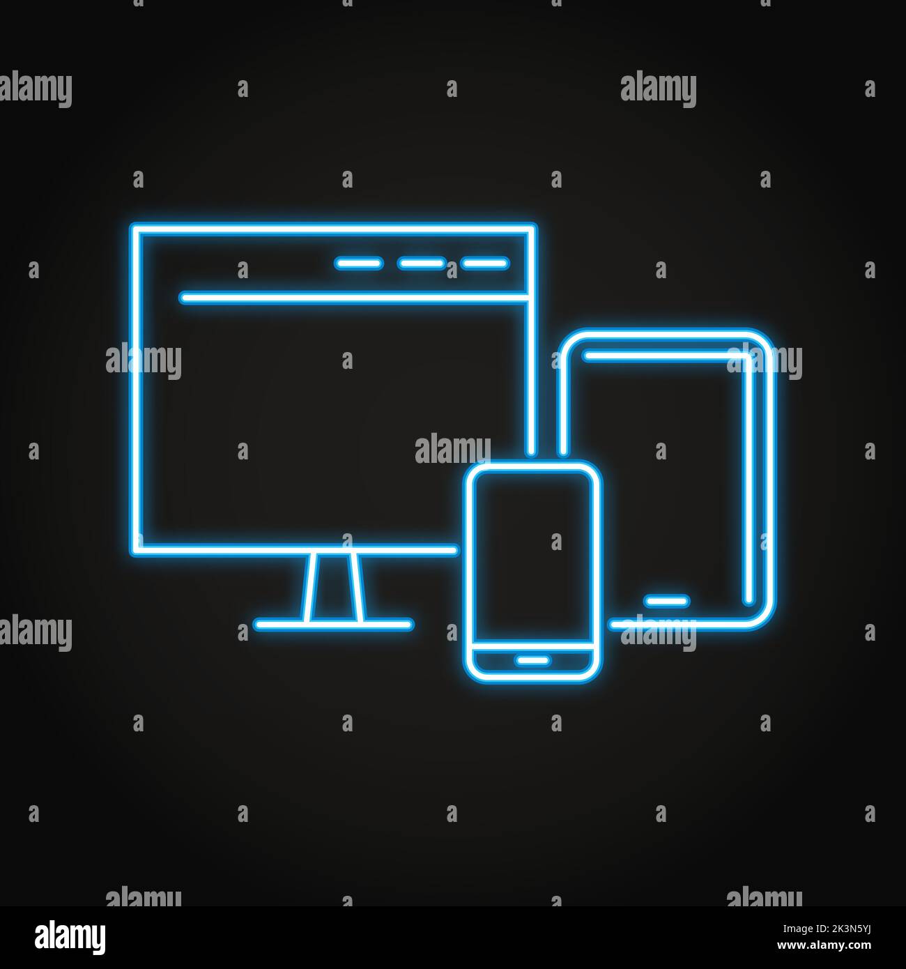 Les appareils numériques sont dotés d'une icône en forme de ligne. Conception réactive. Illustration vectorielle. Illustration de Vecteur