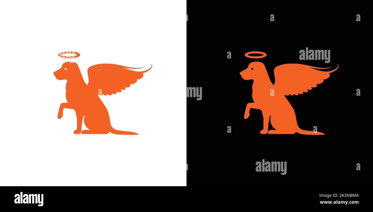 Un ensemble de chien rouge créatif avec le logo de la marque Wings sur fond noir et blanc Illustration de Vecteur