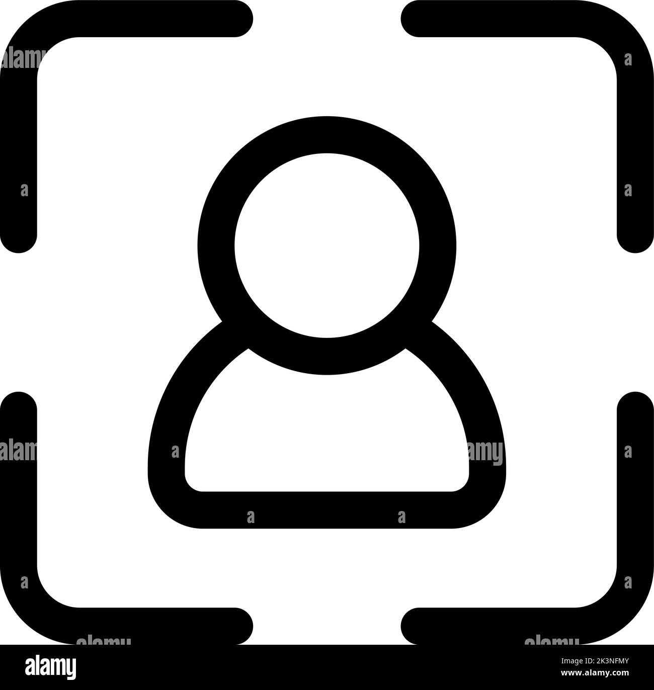 Identification du vecteur de visage biométrique icône reconnaissance faciale pour applications et sites Web. Détection du signe système numérisation de symbole identification de la personne Illustration de Vecteur