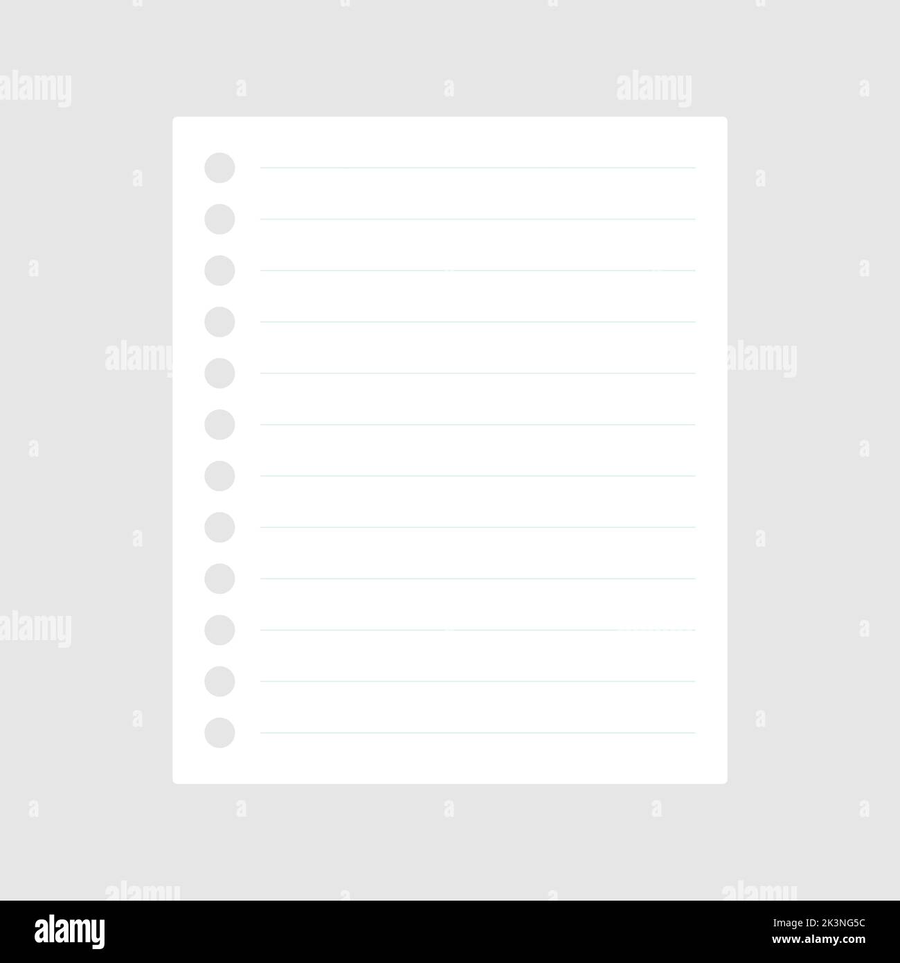 Papier à lettres à lignes réalistes. Papier feuille vierge vide. Vecteur isolé sur blanc. Illustration de Vecteur