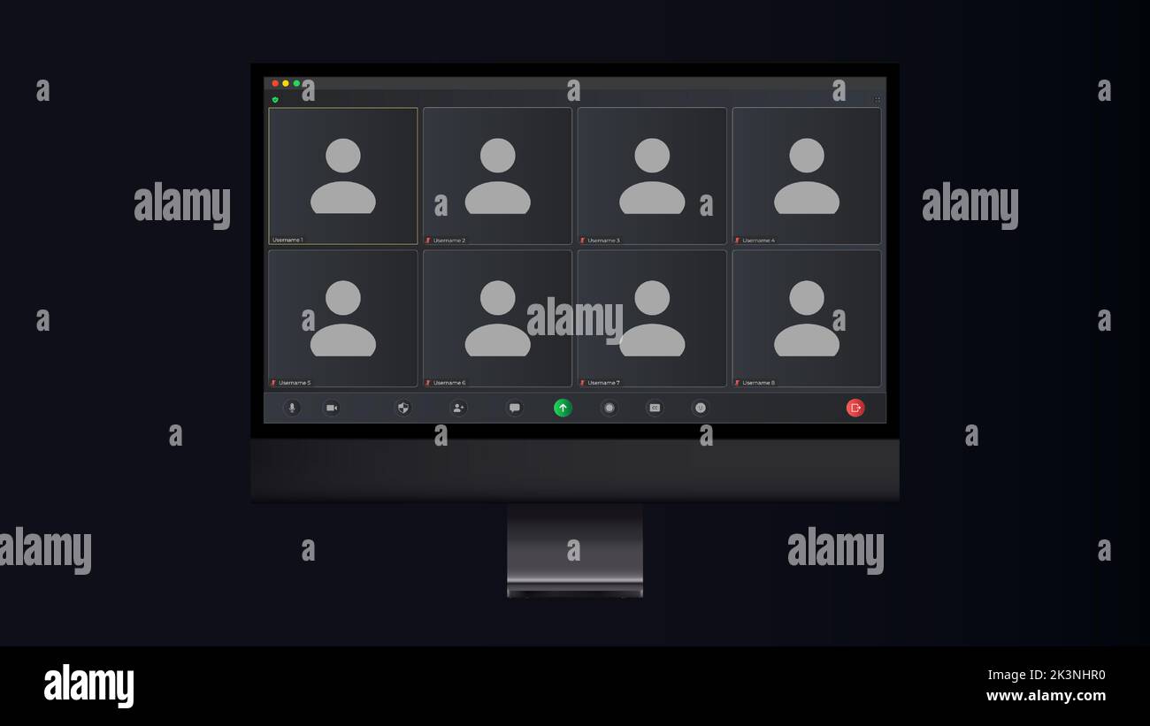 Interface utilisateur de vidéoconférence, superposition de la fenêtre appels de vidéoconférence Illustration de Vecteur